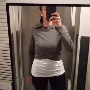 Junior's gray waist length top with hood size M